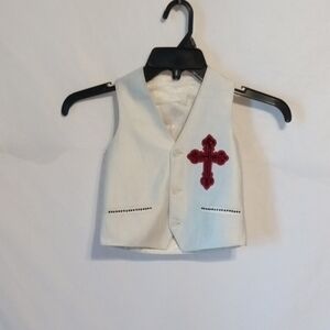 Kids' Elegant Very Light Cream Vest with Red Cross Embroidery